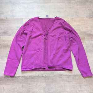 Gap Tie Cardigan Women’s Large L Knit Cotton Blended Purple Soft Classic Euc